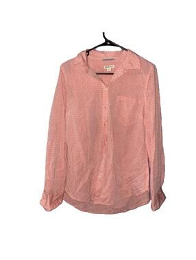 Merona Pink Swiss Dot Button Up Shirt Cottagecore Coastal Boho Y2K M Beach Babes
